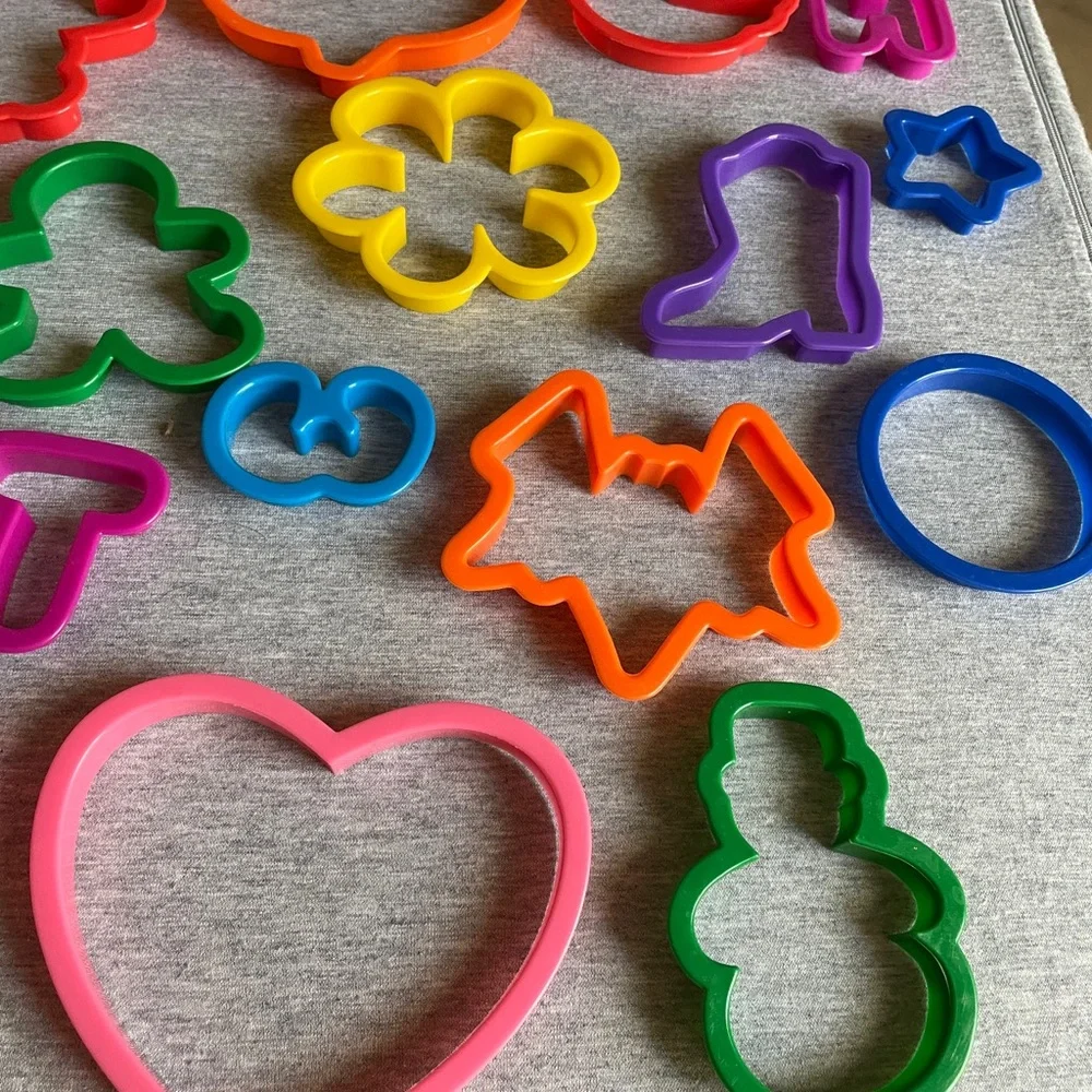 Colorful Kids Shape Cookie Cutters - Multicolor Play Dough Molds